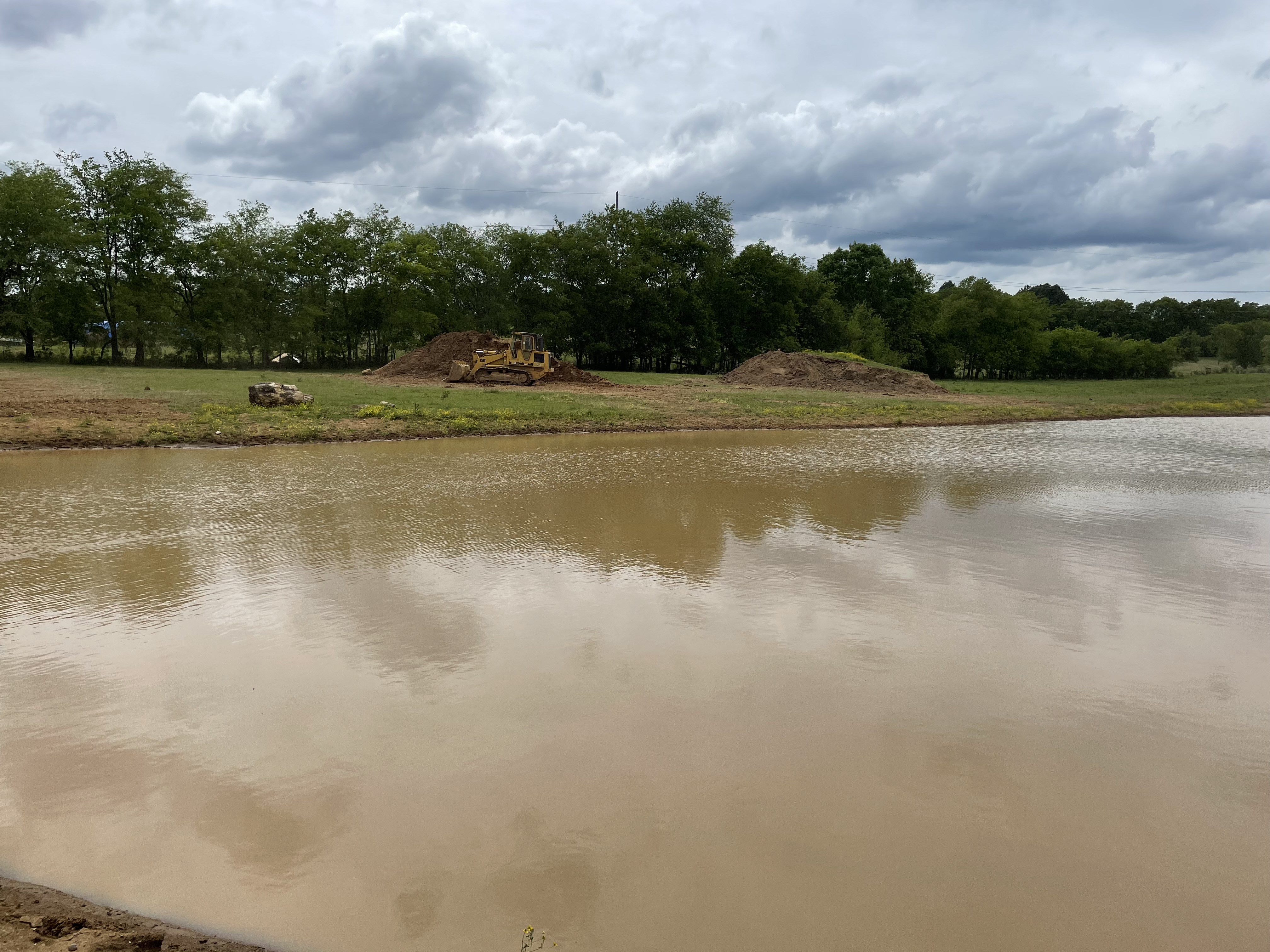 Finished pond filled with water